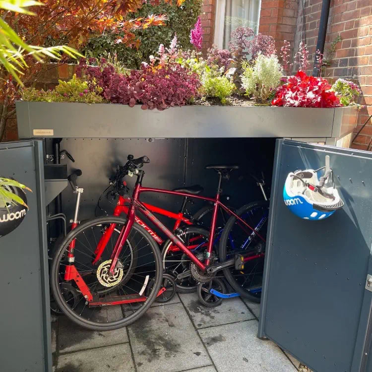 Installation of a bespoke front garden storage unit with finishing touches to complete the garden space.