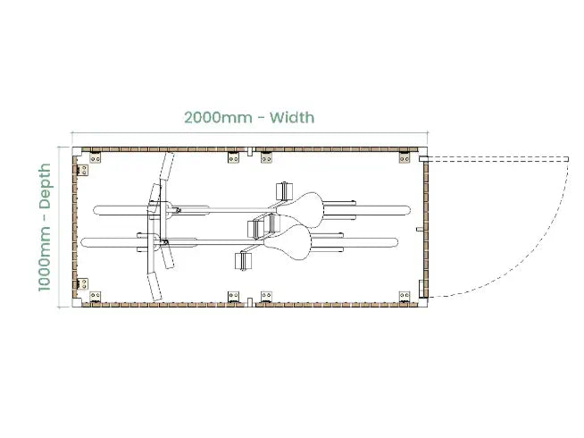 Plan layout of Verde Uno for secure bike storage in narrow gardens